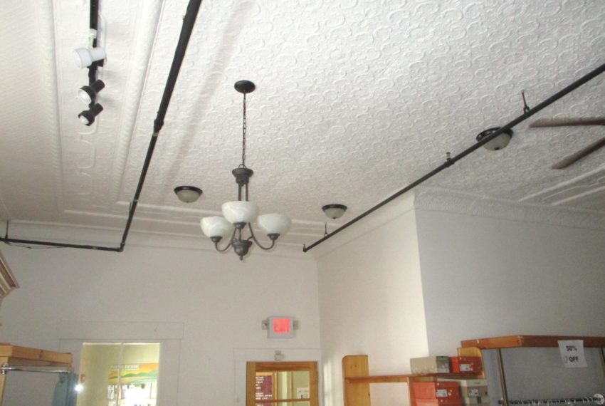 pressed tin ceiling in center retail space